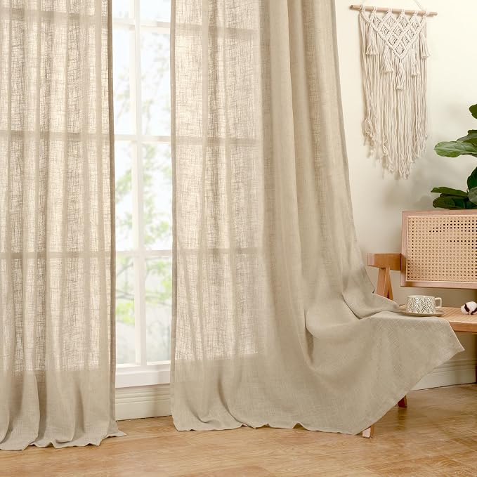 Linen Curtains 63 inches Long for Bedroom, Bronze Grommet Linen Drapes Light - Image 9