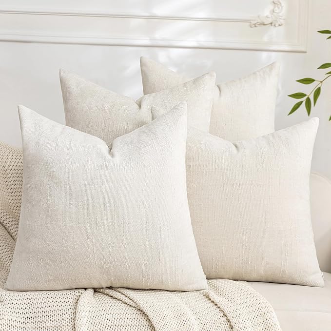 Set of 4 Soft Textured Decorative Throw Pillow Covers 18x18 Inch Cozy Farmhouse by Cozoomy