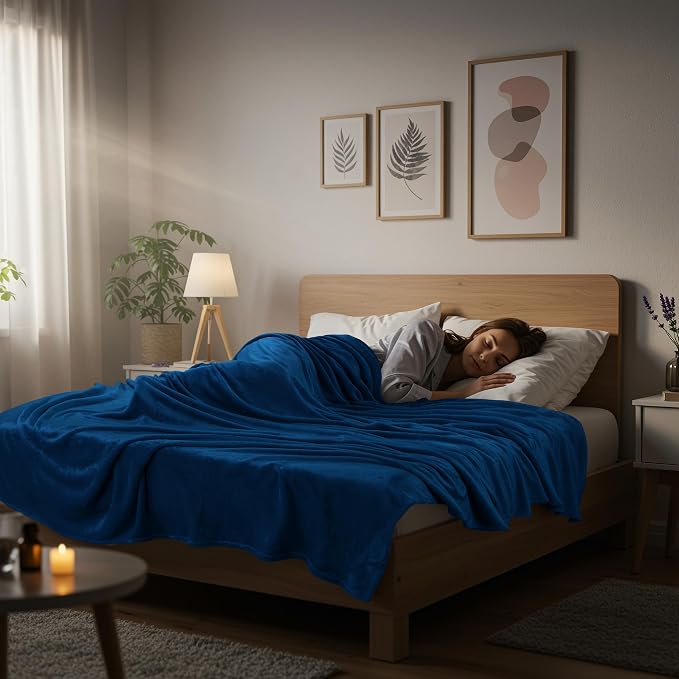 Utopia Bedding Ultra Soft Fleece Bed Blanket Full Size Navy | Microfiber Plush - Image 3