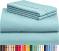 LuxClub 4 PC Full Size Sheet Set Deep Pockets Wrinkle Free Cooling Sheets Machine Washable Hotel Bedding Silky Soft - Aqua Full