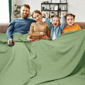 PHF Pre-Washed Cotton Waffle Weave Family Blanket,Oversized King Size 120"x 120"-Snag Proof Lightweight Breathable, 10'x 10' Huge Extra Large Big-Elegant Aesthetic Home Decoration Gift,Loden Green