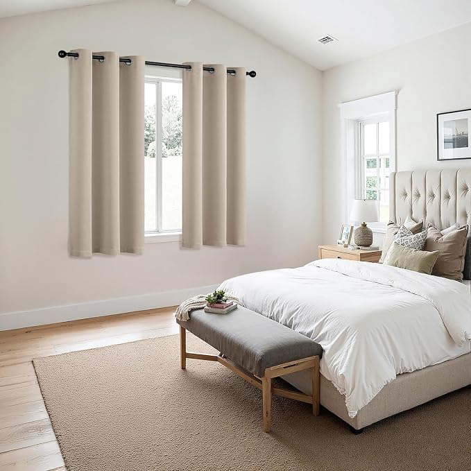 MIULEE Blackout Curtains for Bedroom 2 Panels 40 x 63 Inch Long Light Beige | - Image 6