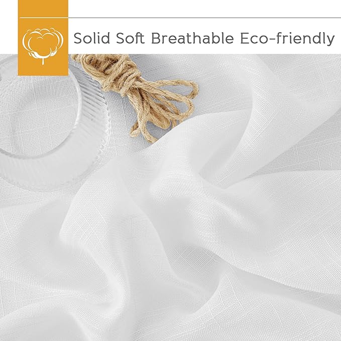 RYB HOME Semi Sheer Curtains 95 inches Long, Thick Privacy Added Line Wave Textured Window Treatments for Living Room Bedroom Sliding Door, White, W 52 x L 95, 2 Panels