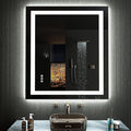 LOAAO 32”X36“ RGB LED Bathroom Mirror with Lights, Large, Anti-Fog, Dimmable Smart Lighted Bathroom Vanity Mirror, Multiple Light Modes, RGB Backlit + Front Light, Memory Function, Tempered Glass