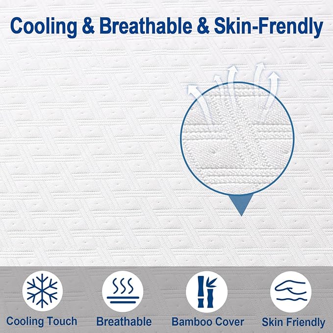 EDILLY 3 Inch Cooling Gel Memory Foam Mattress Topper Full Size,with Removable & Washable Bamboo Cover,Soft Breathable Mattress Pad,Bed Topper for Back Pain Relief (54x75)