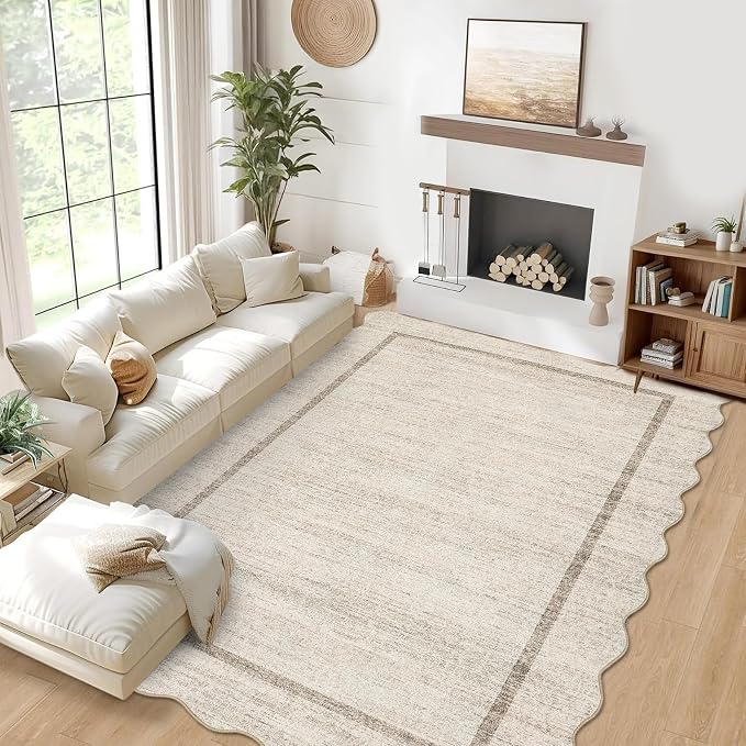 GarveeHome Scalloped Washable Rug 9x12 Area Rug by GarveeHome