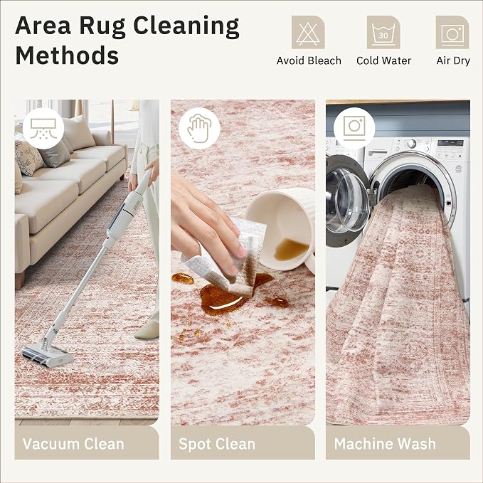 Soalmost Washable Area Rug 8x10 Large Soft Pink Rugs - Image 4