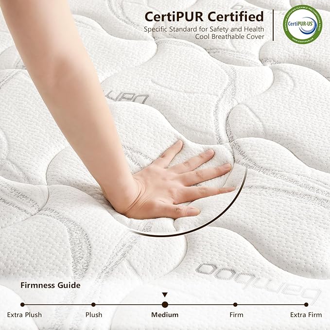 Mattress King Size 14 Inch - Memory Foam Hybrid Mattresses for Pressure Relief & Motion Isolation - Medium Firm King Mattress with Pocketed Coils Breathable Bamboo Cover Certipur-Us Certified