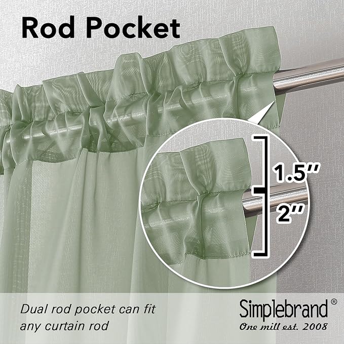 Simplebrand Sage Green Valances 14 Inches Long - Image 2