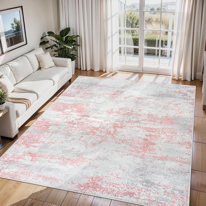 Aelenmu 5x7 Area Rugs for Living Room Washable Bedroom Dining Room Pink | - Image 9