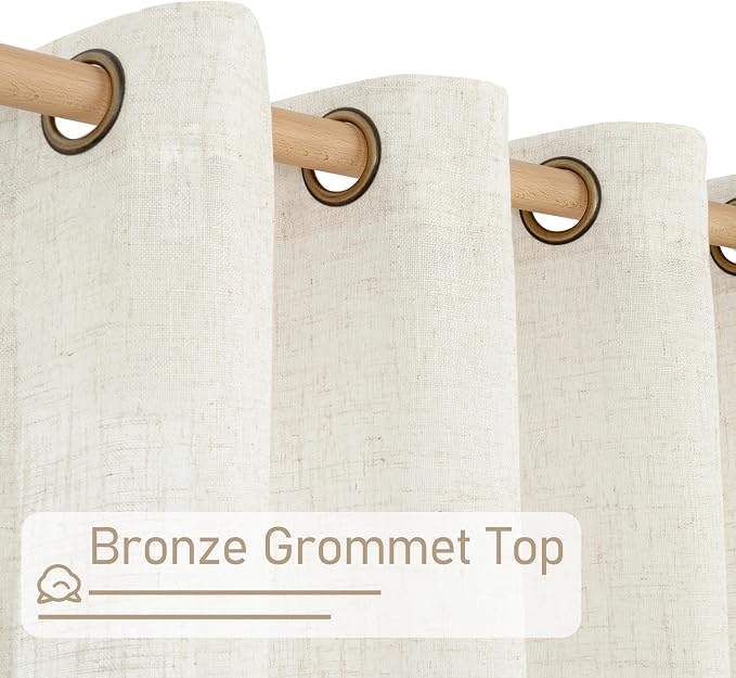 Linen Curtains 108 Inches Long for Living Room, Bronze Grommet Linen Textured - Image 4