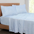 Mejoroom Striped Queen Size Sheet Set - Hotel Luxury 1800 Bedding Sheets & Pillowcases - Deep Pocket Fitted Sheet, Soft, Breathable, Wrinkle & Fade Resistant - 4 Piece (Blue Stripe)