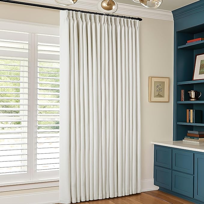Natural Pinch Pleat 100% Blackout Linen 96 Inch Long Curtains 60 Inch Wide | 2 by Twodrapes