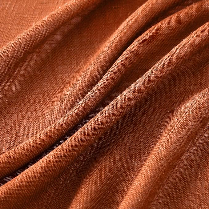 MIULEE Rust Fall Linen Curtains 52x96 Inch 2 Panels - Image 3