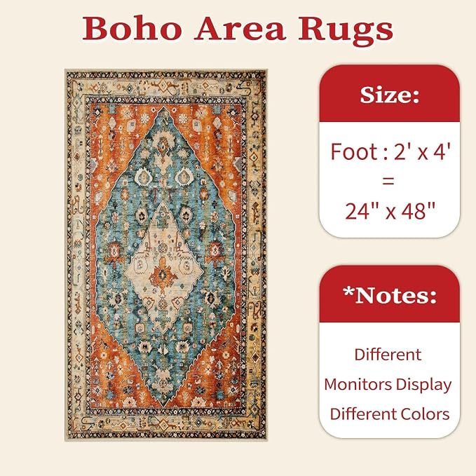 SERISSA 2x4 Washable Non Slip Boho Runner Rug - Image 7