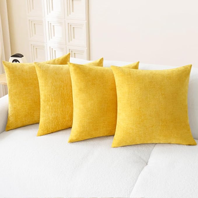 CaliTime Decorative Throw Pillow Covers 18 X 18 Inches Mustard Yellow | Pack of by CaliTime