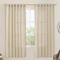 Natural Sheer Linen Curtains for Bedroom 72 Inch Length 2 Panels | Faux Linen by LAMIT
