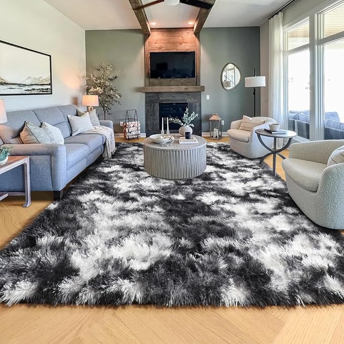 9x12 Area Rugs Living Room, Extra Large Black White Grey Rugs - Image 8