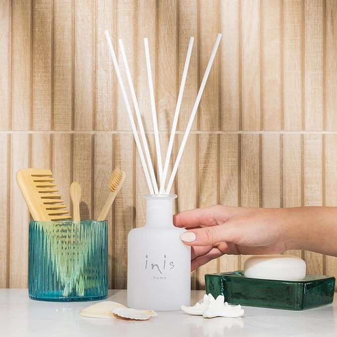 Inis the Energy of the Sea Reed Diffuser Set - Oil Diffuser - Ocean Fresh Fragrance for Home - Includes Fiber Reed Sticks, Fragrance Oil & Glass Bottle