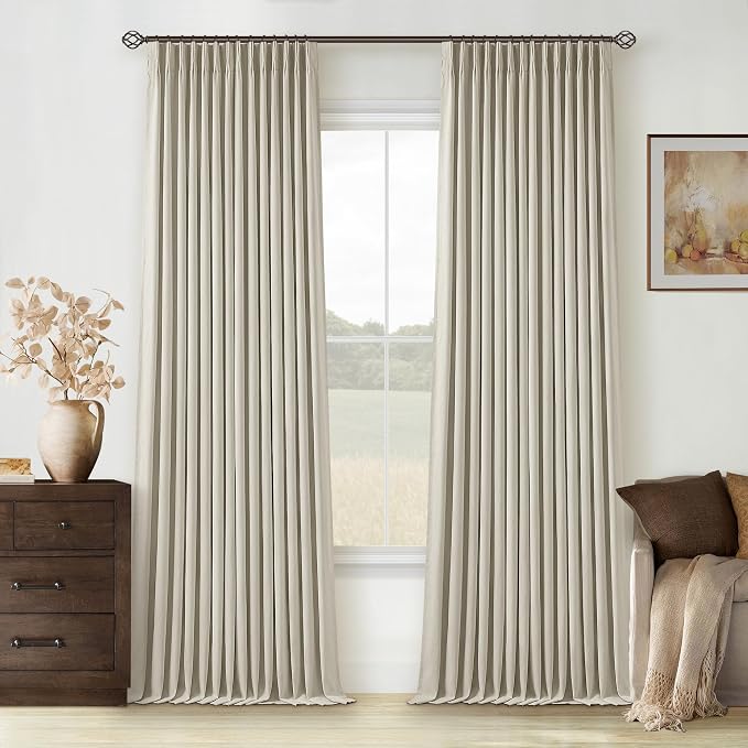 Oatmeal Linen Blackout 120 Inch Curtains - Image 9