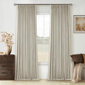 Oatmeal Beige Pinch Pleated 100% Blackout Linen Bedroom 96 Inch Curtains | by Twodrapes