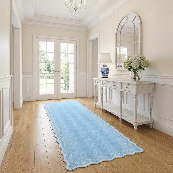 GarveeHome 2x6 Scalloped Washable Runner Rug Non Slip Hallway Kitchen Rug | - Image 2