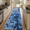 2x10 Tie-dye Dark Teal Runner Rug Washable Non-Slip by Unknown