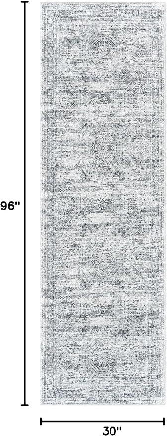 Soalmost Washable Runner Rug 2'6"x8' Kitchen Hallway Runners Grey | Soft - Image 2