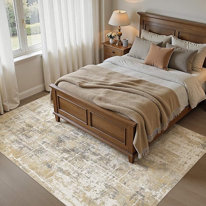 DMOYEST Area Rug Living Room Rugs 5x7 Washable Abstract Carpet | Neutral Modern - Image 8