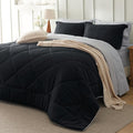 Bedsure Twin Comforter Set - 5 Pieces Reversible Black Bedding, Twin Size Bed Set for All Seasons, Bed in a Bag with Down Alternative Comforter, Sheets, Pillowcase & Sham