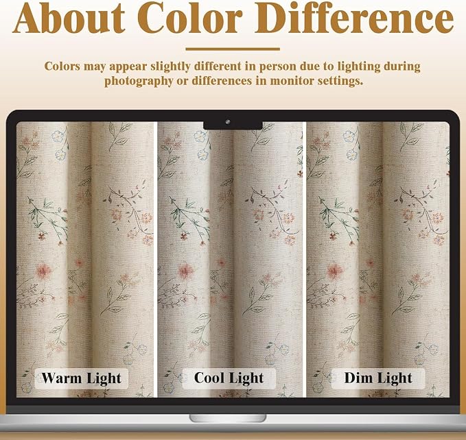 Boho Floral 100% Blackout Curtains 2 Panels 42" W x 63" L | Farmhouse Vintage - Image 6