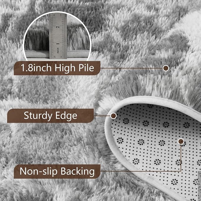 8x10 Extra Large Grey Fluffy Soft Area Rug Non-Slip - Image 6