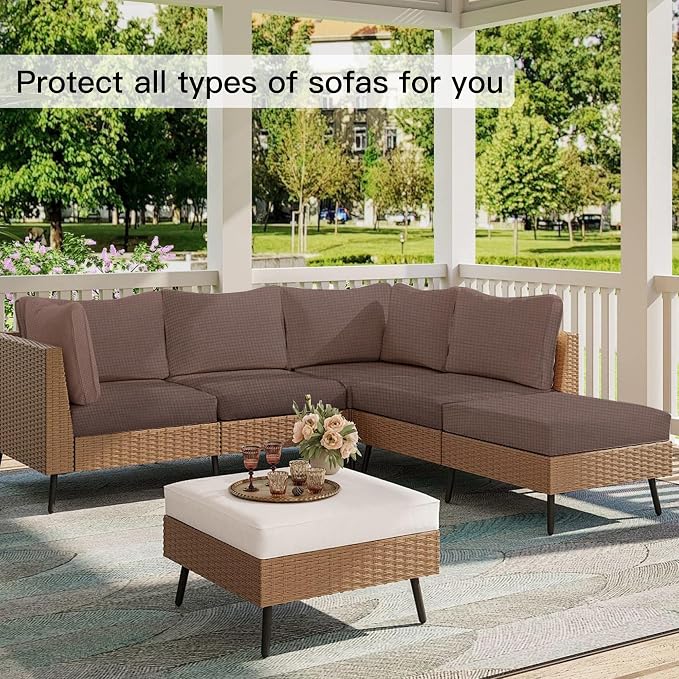 12PCS Patio Cushion Covers, Patio Furniture Couch Seat Slipcovers | Washable - Image 4