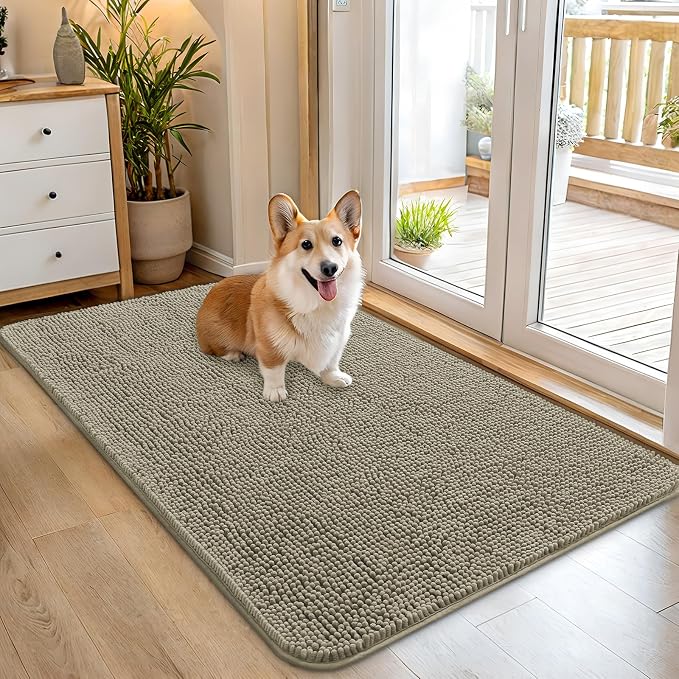 OLANLY Dog Door Mat for Muddy Paws 45x27, Super Absorbent Chenille Mud Mat | by OLANLY
