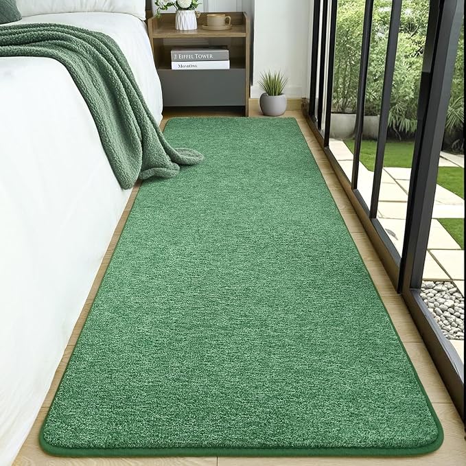 2x8 Runner Rug for Hallway, Long Runner Rugs Non Slip, Matte Green | Soft - Image 2