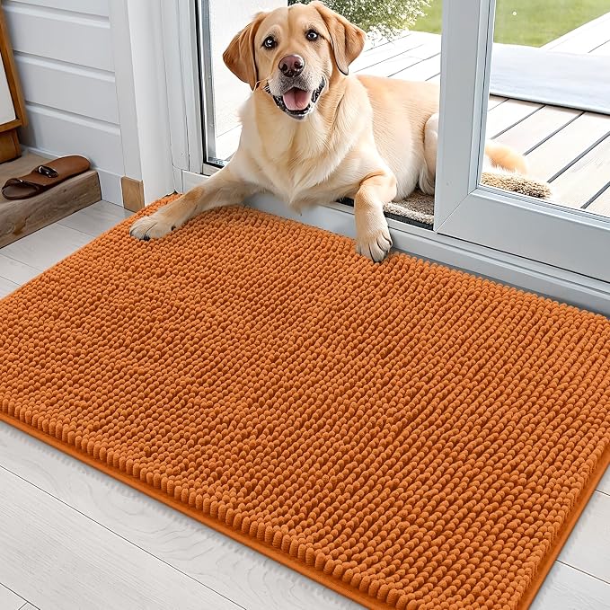 OLANLY Dog Door Mat for Muddy Paws 36x24, Super Absorbent Chenille Mud Mat | by OLANLY