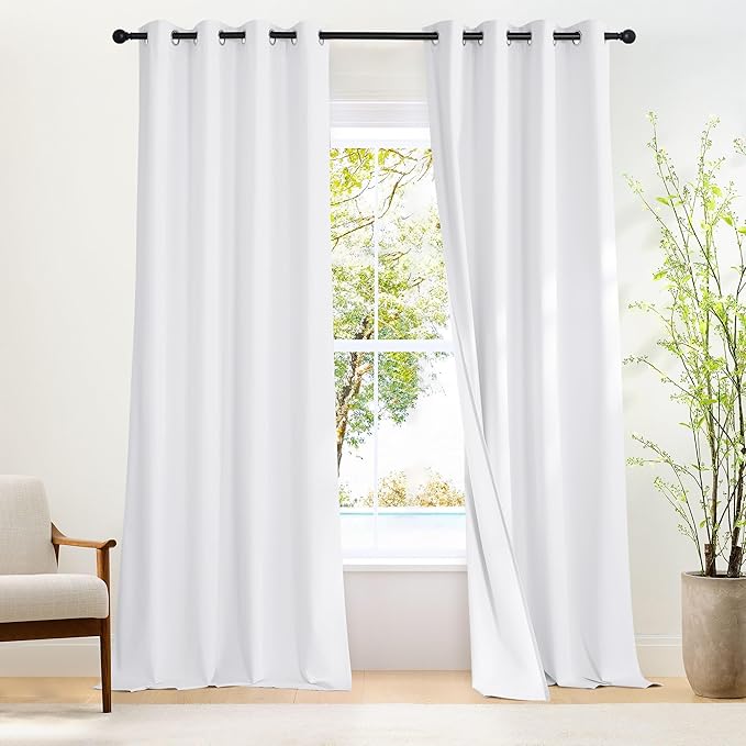 NICETOWN White Blackout Curtains W52 x L95 2 Panels, Grommet Full Blackout by NICETOWN