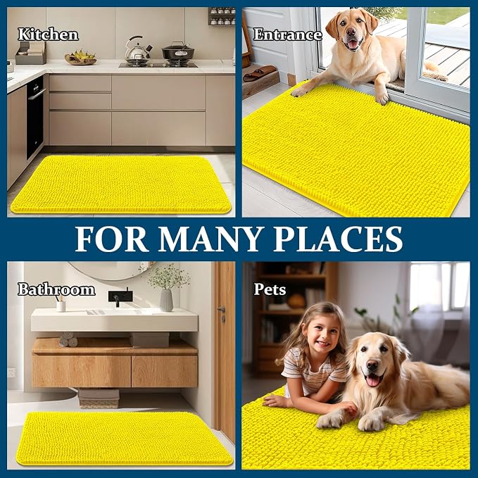 OLANLY Dog Door Mat for Muddy Paws 36x24, Super Absorbent Chenille Mud Mat | - Image 8