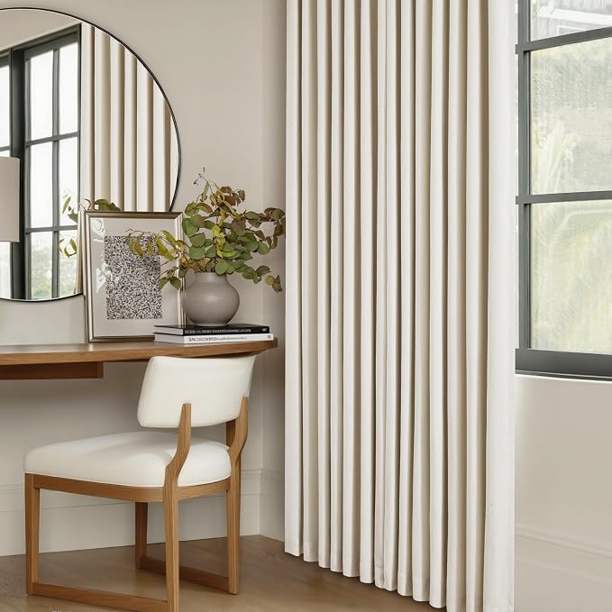 Cream Beige Linen Black Out 96 Inch Curtains - Image 9