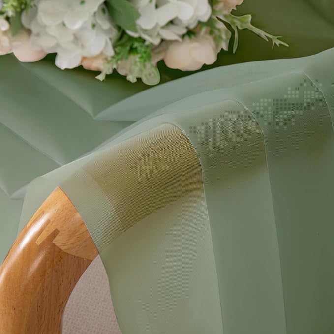 Sage Green Short Sheer Curtains 14 Inch Length 2 PCS, Cafe Kithen Curtains - Image 7