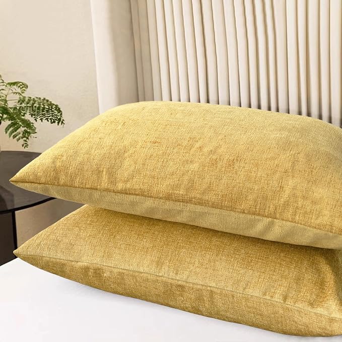CaliTime Decorative Standard Throw Pillow Covers 26 X 20 Inches Gold | Pack of 2 - Image 4