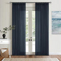 Pinch Pleated Navy Linen Curtains 84 Inches Long 2 Panels Set | Pinch Pleat by Twodrapes