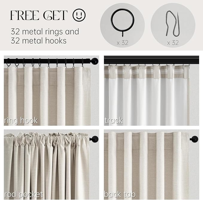 Cream Birch Blackout Curtains 72 Inches Extra Wide - Image 4