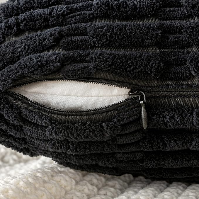 MIULEE Corduroy Decorative Throw Pillow Covers 20x20 Black Pack of 2 | Soft - Image 7