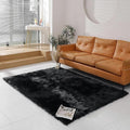 linmopm Faux Fur Rug Sheepskin Shag Fluffy Fuzzy 5x7 ft Black Rugs by Limopmfauxfurproducts