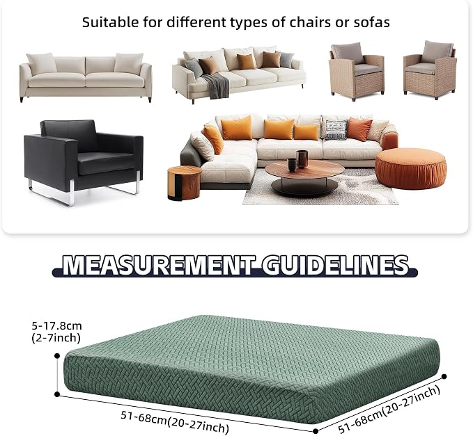 8Pcs Patio Cushion Covers, Outdoor Stretch Cushion Covers, Washable | Stretch - Image 2
