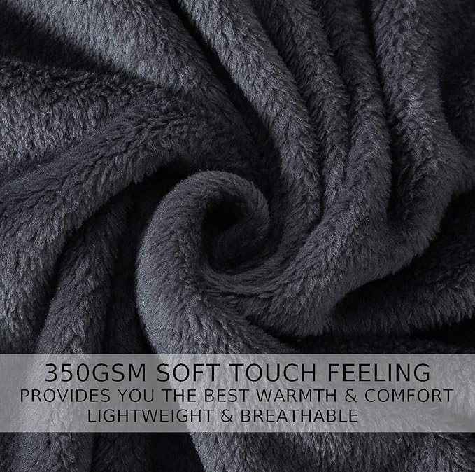 Soft Travel Size Blanket All Season Warm Fuzzy Microplush Lightweight Thermal Fleece Blankets for Couch Bed Sofa,Throw,50x61 Inches,Dark Gray