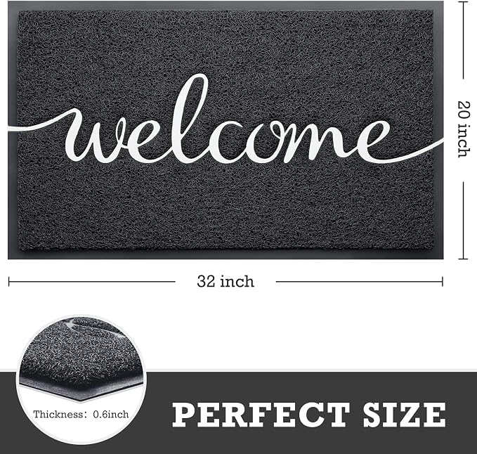 Black Door Mat Welcome Mats Outdoor Indoor Doormat - Image 3