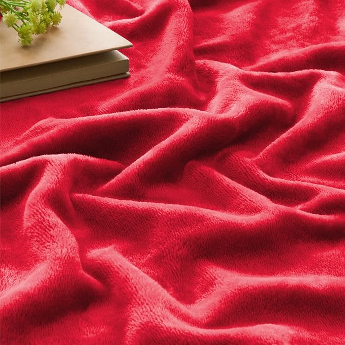 BEDELITE Fleece Blanket Soft Plush King Size Bed Blanket Red 108"x90" | Ultra - Image 4