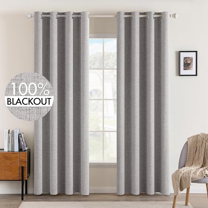 MIULEE 100% Blackout Linen Curtains by MIULEE